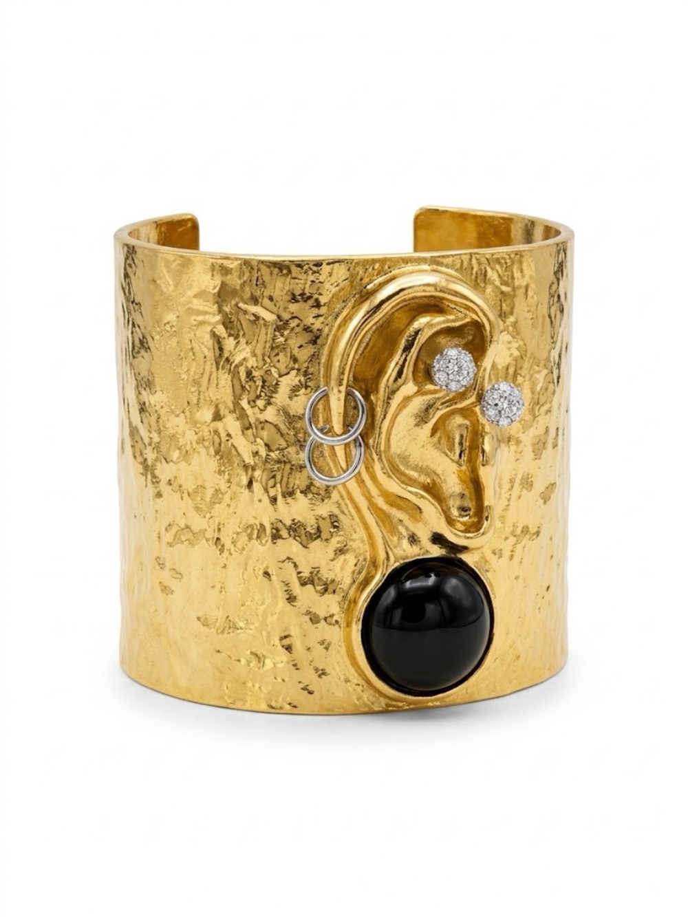 Avant-Garde Surrealist Hammered Gold Ear Cuff Bracelet
